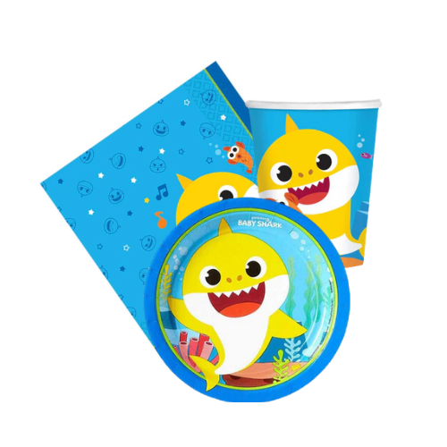 Baby shark plates and Baby shark cup Baby shark tissue - kidzstations Baby Shark Birthday Party Supplies Paper Plates, Cups and Napkins