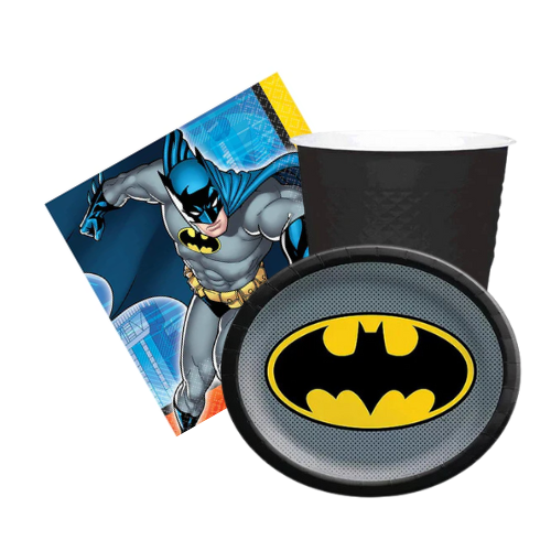 Batman plates and batman cup batman tissue -kidzstations Batman Birthday Party Supplies Paper Plates, Cups and Napkins