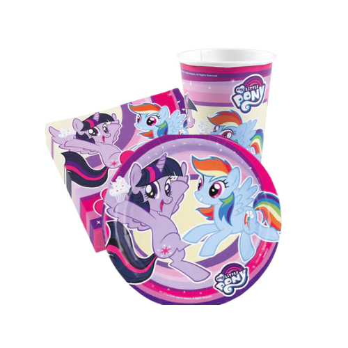 Little Pony plates and Little Pony cup Little Pony tissue - kidzstations Little Pony Birthday Party Supplies Paper Plates, Cups and Napkins