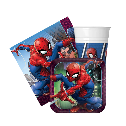 Spiderman plates and Spiderman cup Spiderman tissue - kidzstations Spider-Man Birthday Party Supplies Paper Plates, Cups and Napkins