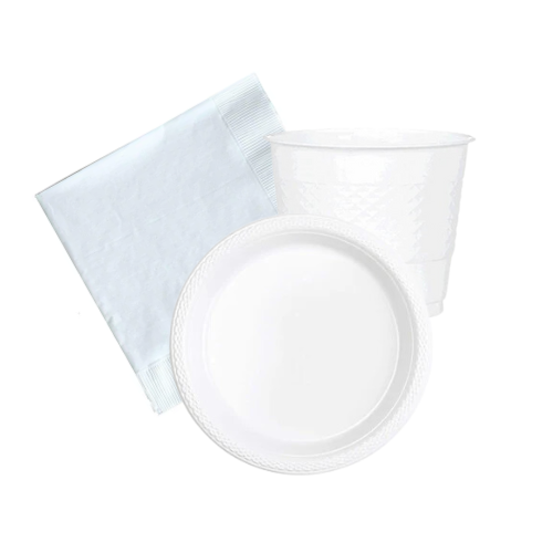 White plates and white cup white tissue - kidzstations White Birthday Party Supplies Paper Plates, Cups and Napkins